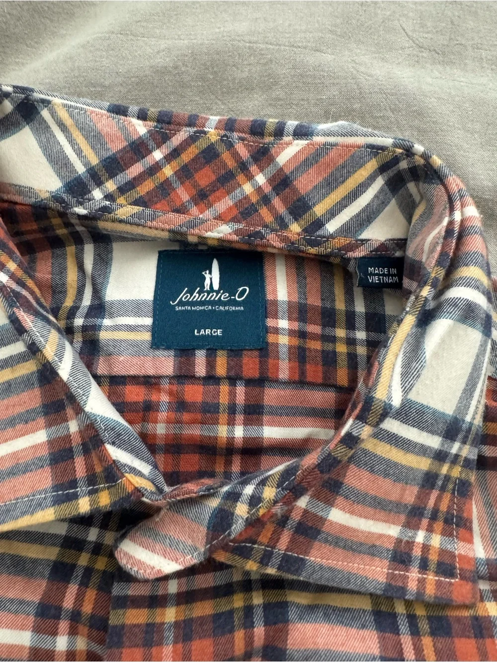 johnnie-O Hangin’ Out Knick Button Down Long Sleeve Men’s Plaid Shirt in Pumpkin